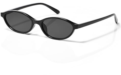 WDZAYXC Retro ovale Rechteckige Sonnenbrille für Damen Herren,Klassische Vintage Brille,UV400 Schutz (Schwarz)