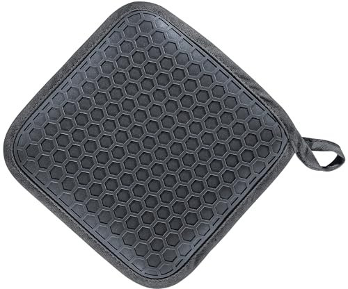 KÜCHENPROFI Topflappen Joy, 2er-Set, Hitzeschutz bis 250 °C, Silikon, hitzeisolierend, mit praktischer Aufhängelasche, 19,5 x 19,5 cm, schwarz, widerstandsfähig gegen hohe Temperaturen