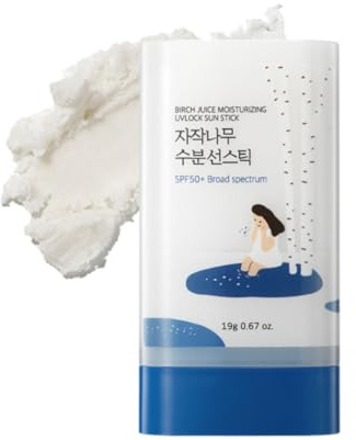 ROUND LAB Birch Juice Moisturizing Sun Stick Broad Spectrum SPF 50+, 0.67oz, Sunscreen Stick for face and body, No White Cast, Non-Sticky, Travel-Friendly, Protector Solar Barra, Korean Sunscreen