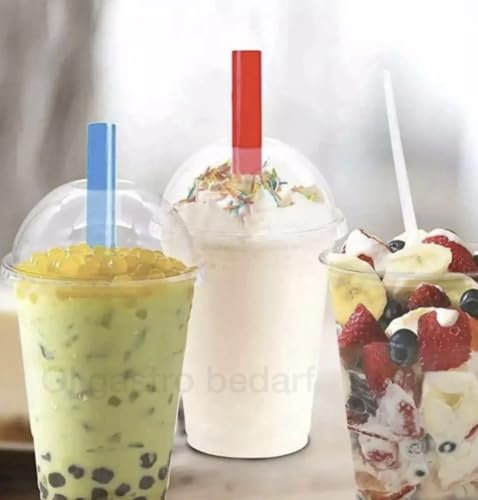 Ol Gastro Bedarf Smoothie becher + Domdeckel PET Mit Öffnung 100 Stück 300 ml