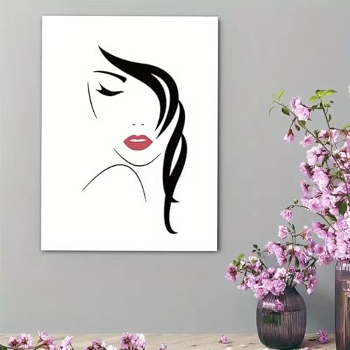 XINBAO Affiche de personnage abstrait en noir et blanc, peinture murale sur toile, œuvre d'art moderne pour chambre à coucher, images murales sur toile 40 x 60 cm avec cadre