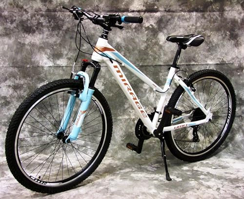 26 Zoll Aluminium Damen UND MÄDCHEN Mountainbike Mirage Gefedert mit 21-Gang Kettenschaltung Daumenklick Schaltung NEU 2666 Weiss-türkis Bitte BEACHTEN AB 155 cm KÖPERGRÖSSE GEEIGNET !!!!!!!