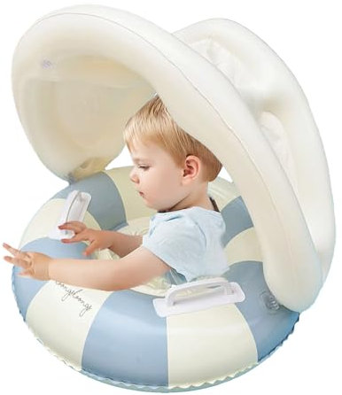 Flotador para Bebé con Sombrilla,Flotador De Natación con Sombrilla Protectora Solar Y Asiento Seguro - Asiento Flotante Plegable con Protección Solar para Niños Y Niñas