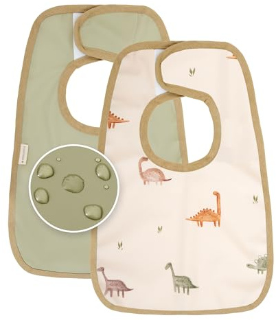 MIMUSELINA | 2er-Pack Baby Lätzchen Wasserdicht | Lätzchen Baby für Kleinkind & Kita | Frottee Lätzchen Baby Waschbar und Leicht | Perfekt für den Alltag