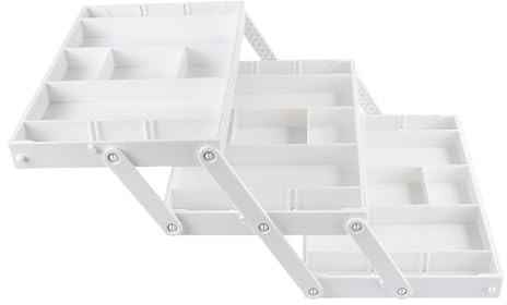 Support De Rangement À 2 Et 3 Tiroirs – Plateau De Rangementt Pliable Et Extensible À Plusieurs Niveaux | Compartiments Réglables Pour Le Bureau, La Cuisine Et Les Cosmétiques | Rangement Peu Encombra