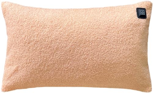 Warmpi® Teddy-Heizkissen 30x50 cm – Elektrisches Infrarot-Wärmekissen mit 10.000 mAh Powerbank – Kabellos & mit Kabel nutzbar – Ergonomisches Rückenkissen & Nackenkissen – 3 Heizstufen (Beige)