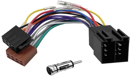 ERBO Autoradio Adapter Set 16 Pin ISO Verlängerung, DIN/ISO Antennenadapter, Radio Adapter Stecker auf Buchse mit Klemme 15/30 steckbar, Auto Radio Anschlusskabel für Nachrüst-Radios