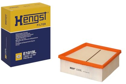 HENGST Air Filter Type E1019L - Air Filter Insert for Cars - Air Filter Car, Car Spare Parts, Car Air Filter, Air Filtration Automotive, Diesel Engine, Petrol Engine