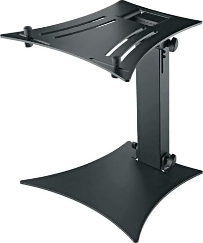 K&M 12190 Laptop-Ständer Schwarz - DJ-Laptop-Pult - Aluminium / Stahl - neigbare Notebook-Ablage - für Büro & Bühne
