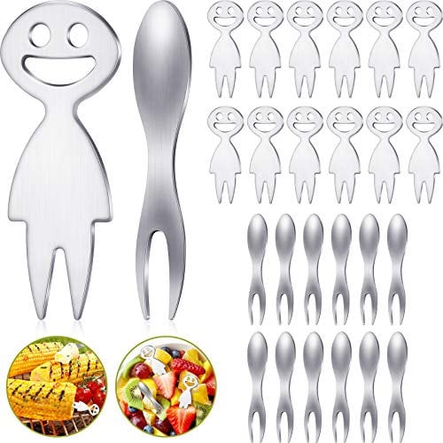 Set de 24 Soportes de Mazorcas de Maíz Soportes de Tenedor de de Mazorcas Maíz de Acero Inoxidable para Caja de Almacenamiento para Tenedor de BBQ Cocina Casera de Frutas de Maíz Dulce