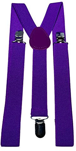 VPbao - Bretelle da uomo a Y con clip resistenti, regolabili, taglia unica, per adulti e bambini 25 mm, viola. Taglia unica