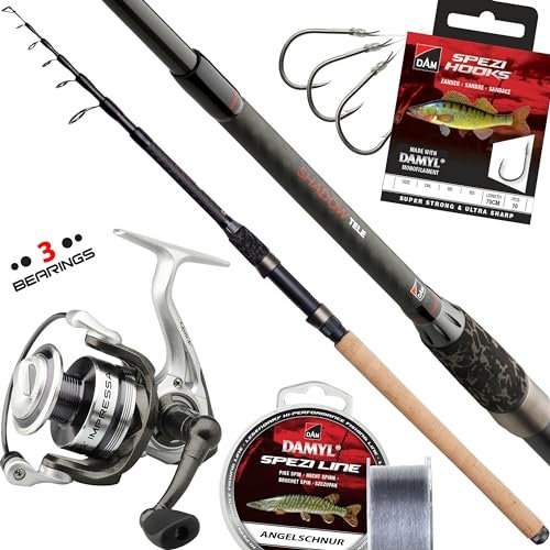 Fischzeux Angelset komplett Profi Tele - Shadow Allround Heavy, Raubfisch Set Hecht Zander (3,00 m)