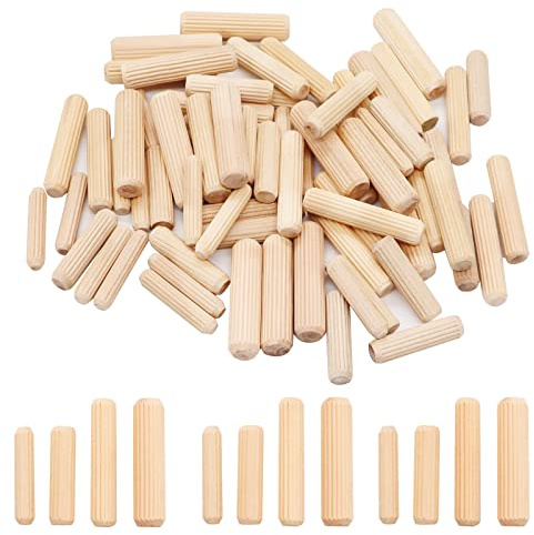 smseace 400 Stück gerade Holzstifte mit abgeschrägten Enden, 6 mm, 8 mm, 10 mm, Holzstifte, für Handwerk, Möbel, Handwerk
