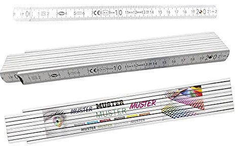 10 x Zollstock | Gliedermaßstab | weiß 2m mit individueller Bedruckung | Logo Druck | Wunschdruck | Firmenwerbung