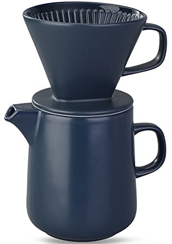 Cafetière avec cafetière en céramique - 850 ml - Bleu