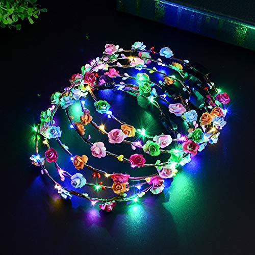 LED Corolla, leuchtende Blumenkranz Stirnband, leuchtende 8 LED Blume Kopfbedeckung für Weihnachten leuchtende Partys