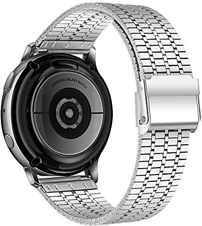 MUENShop 22mm Metall Uhrenarmband Silber Kompatibel mit Samsung Galaxy Watch 3 45mm Gear S3 Classic/Frontier Armbänder Huawei Watch GT 3/4 46mm