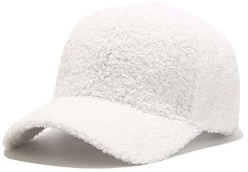 Avilego Winter-Baseballkappe für Damen, Lammwolle, einfarbig, warme Baseballkappe für Outdoor-Reisen, A weiß, Einheitsgröße