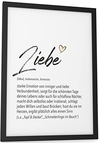 Papierschmiede® Herz Definition: Liebe, DIN A4 (ca. 21x30 cm), Poster für Wohnzimmer, Schlafzimmer, Wandbild Wanddeko Geschenk Geburtstag Jubiläum - ohne Rahmen