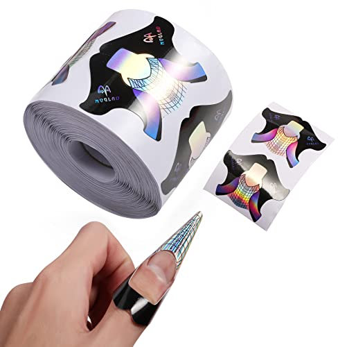 SZXMDKH 100pcs Round Tips Design Hard Short Nail Art ms Sticker Nail ms Extension Guide Self-adhesive Tips Acrylic UV Gel Nail Art, Multi-colored, 7.5 x 6cm