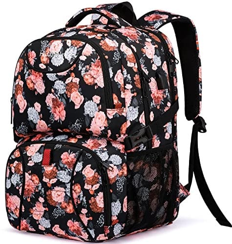HILUSEN Laptop Lunch Backpack for Women,Extra Large 17 Inch Travel Laptop Backpack with USB Charging Port,Water Resistant Anti-Theft Big Business Work Computer Rucksack College School Bag Gifts