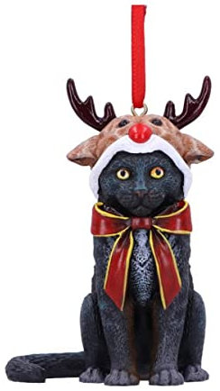 Rentier Katze Weihnachtskugel 9cm als Christbaum Anhänger