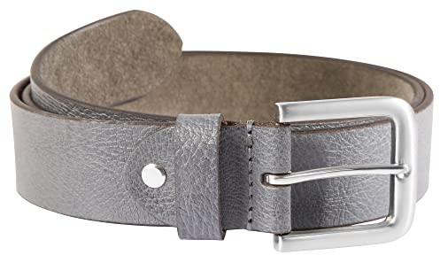 LEONARDO VERRELLI Unisex-Gürtel Leder kürzbar 80-140 cm 3100093-96 (grau, Bundweite: 80 cm - Gesamtlänge: 95 cm)