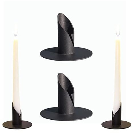 Kerzenständer,4 Stück Schwarze Kerzenständer,Schwarze Retro Candlelight Dinner Kerzenhalter,Candlelight Dinner Kerzenhalter,für Wohn,Esszimmer und Schlafzimmerdekoration Kamindekoration