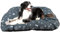 Dogs4Life stilvolles, wasserbeständiges Hundebett aus hochwertigem Codura PVC-Material - antiallergen, strapazierfähig und langlebig - leicht zu reinigen (L 120 x 90 cm, Grau mit Pfoten & Knochen)