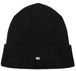 Tommy Hilfiger Herren Kaschmirmütze TH Cashmere Plaque Beanie schwarz (15) 000
