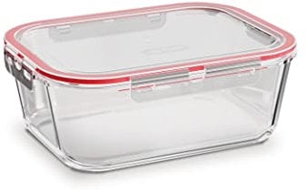 CURVER Glass Airtight Container - 3.3L with Clip Lock - Easy Storage & Keeps Fresh - Freezer & Oven Safe