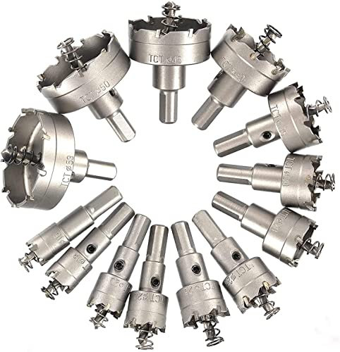 Seghe a Tazza Frese Metallo per Acciaio Cobalto, Set di 13 Frese 16-53 mm per Metallo in Cobalto, Acciaio Inossidabile, Ferro (13)