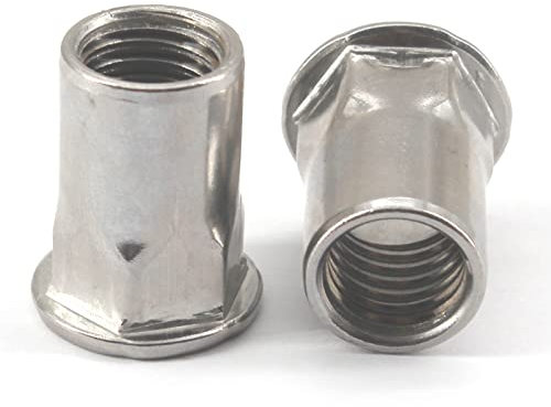 Tuercas de remache de cabeza plana M8 de cuerpo hexagonal 304 de acero inoxidable roscado (30 piezas)