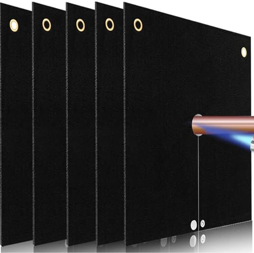 TOHONFOO Schweißdecke feuerfest, 5 Packungen Öffnungsform Hitzeschild Matte, Löten Hitzeschild für Taschenlampe, Schweißpad für Sanitär, feuerfester Stofflappen, Lötzinn Klempner HVAC Fackel Protector