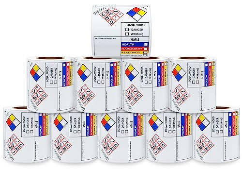 Aleplay SDS OSHA-Datenetiketten für chemische Sicherheit, 7,6 x 10,2 cm, MSDS-Aufkleber mit GHS-Piktogrammen, HMIS- und gefahrenkonforme Sekundärbehälter, 100 Aufkleber pro Rolle (10 Rollen)