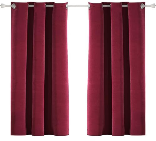 Ystyle Tende Velluto Per Interni 100% Oscuranti 2 Pezzi, 117×137cm, Termica Isolante Freddo E Caldo, Moderne Soggiorno Camera Da Letto, Con Anelli, Borgogna
