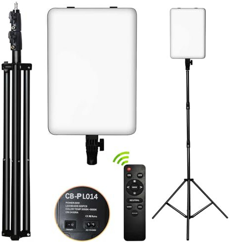 SWAVGO - LED 14 Zoll Panel Lampe mit Stativ 236,5 cm Höhe, Studiolicht, verbreitetes Aluminiumstativ, für Video, Makeup, Fotografie, TikTok