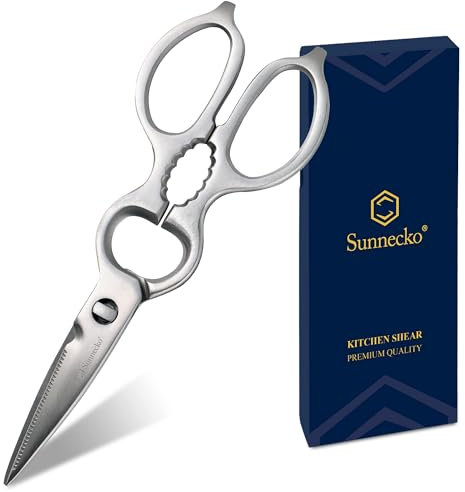 Sunnecko Japanische Küchenschere Schere Küche - 8 Zoll Mehrzweck Schere Haushaltsschere Allzweckschere Abnehmbare Klingen Ergonomischer Griff Kitchen Scissors mit Walnussknacker