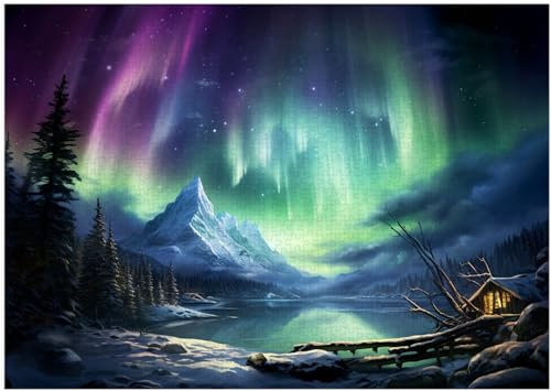 Sky with Northern Lights Jigsaw Puzzle 300/500/1000 Piece (300pc (28×40cm))