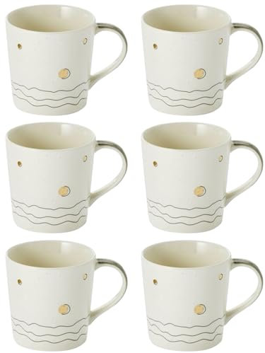 Cha Cult teemando® 6 X Becher Sinje Keramik mit Goldauflage 0,4 l H 9,7 cm, Ø 8,7 cm = 6 Becher
