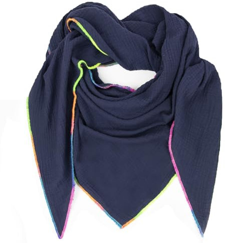 Gloop Damen Schal XXL Dreieckstuch Damen Dreieck Schal Halstuch Baumwolle Musselin Poncho ohne Kratze an Haut Hergestellt in Italien 135 cm×135 cm×220 cm