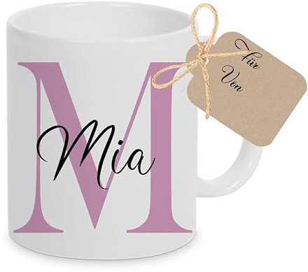 Manufaktur Liebevoll Tasse personalisiert Tasse mit Namen Buchstaben Tasse Namenstasse personalisiert Tasse mit Namen personalisiert Monogramm (Rosa)