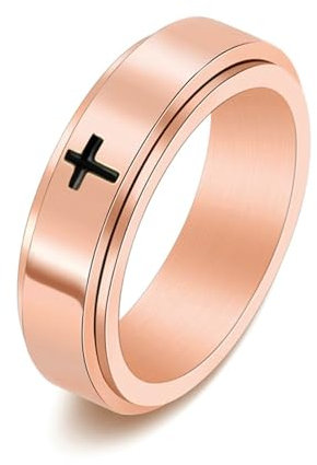 Aotiwe Fingerring Damen Rosegold, Ring Damen Cool Kreuzen aus Titan Stahl Größe 57 (18.1)