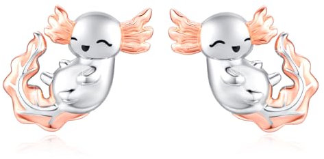 ABIGY Axolotl Ohrringe 925 Sterling Silber Axolotl Ohrstecker Tier Ohrringe Axolotl Schmuck Geschenke für Damen Tochter Freundin