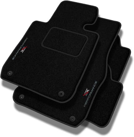 PERFORMANCE Personalisierte Velours Fußmatten Auto passend für Audi A4 B8 2008-2015 - Standard, Perforiert, weiß-rot-grau -Präzise CNC-Stickerei, Design-Lochpaspel, Auto Fußmatten - Perfekt für Autofa