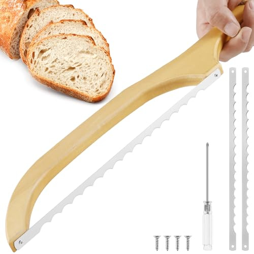 Bread Bow Cutter, 15.7×2.8 Inch Bread Bow Saw for Slicing,with Wooden Handle Sourdough Bread Slicer for Homemade Bread Bread Cutter Slicer for Home Kitchen