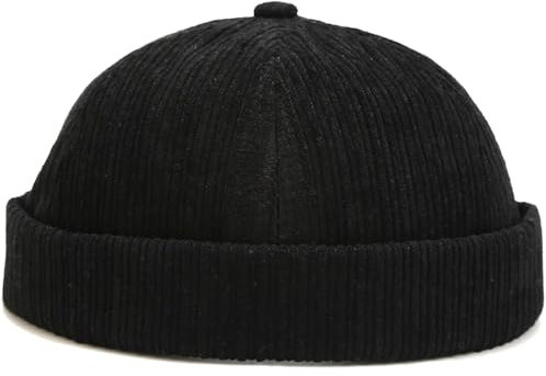 VIAUMBR Docker Cap Herren Damen Dockermütze Fischermütze Kappe Baumwolle Cap ohne Schild Mütze (40 Schwarz)