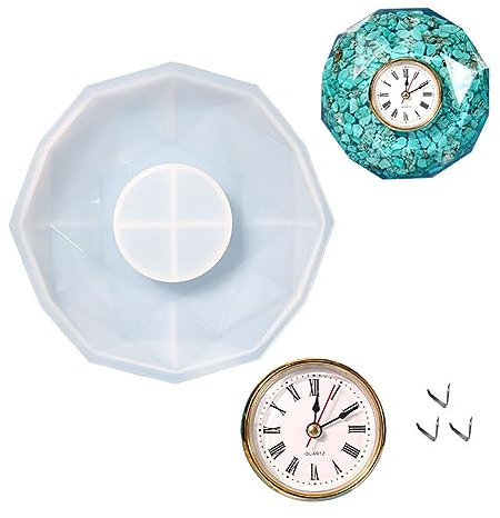 ihreesy Uhr Harzformen, Uhr Epoxidharz Gießformen Hexagon Uhr Harzformen Uhr Silikonharz Formen Wanduhr Silikonformen Kreative Wanduhr Silikonform Uhr Harzformen Resin Handwerk DIY,#4