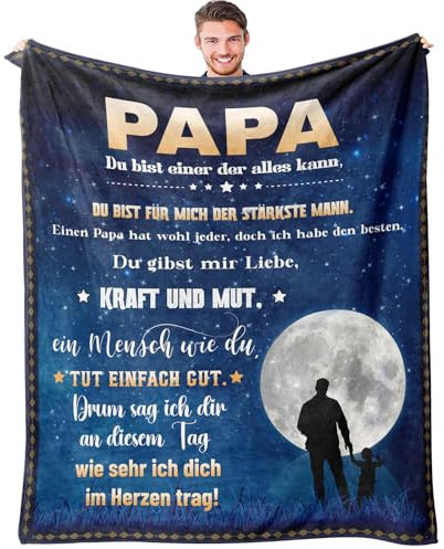 Agamedloay Geschenke für Papa, Papa Geschenk Geburtstag, Vatertagsgeschenk für Papa, Geburtstagsgeschenk Weihnachten Bester Papa Geschenkideen, Flauschige Kuscheldecke 130x150cm