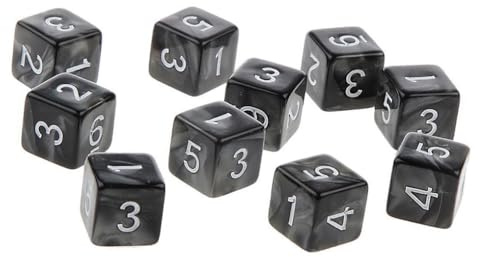Yourandoll 10 STÜCKE Polyedrische Würfel D6 (1-6) Dice Würfel Acryl Dice Spielwürfel for RPG MTG DND Würfel Tischspiele (Schwarz)